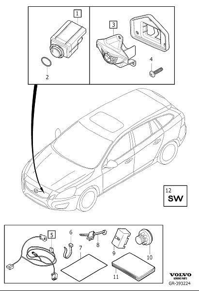 Diagram Park assist wide-angle camera front for your 2023 Volvo XC60   