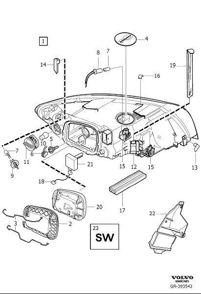 Diagram Headlamps, Headlights for your 2008 Volvo S40   