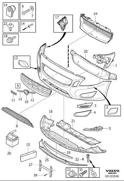 Diagram Bumper, front, body parts for your 2012 Volvo S60   
