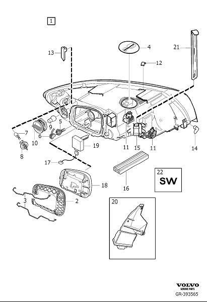Diagram Headlamps, Headlights for your 2010 Volvo S40   