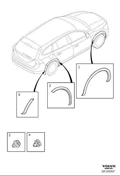 Diagram Fender flare, mudguard widener for your Volvo S60 Cross Country  