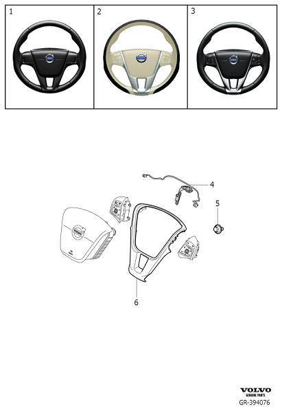 Diagram Steering wheel, 3-spoke for your 2015 Volvo V60 Cross Country   