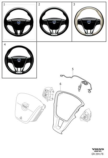 Diagram Steering wheel, 3-spoke for your 2012 Volvo S60   