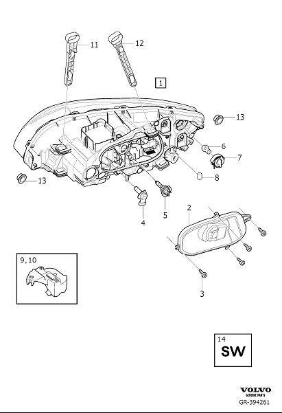 Diagram Headlamps, Headlights for your 2002 Volvo V70   