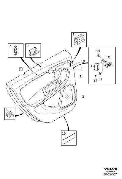 Diagram Door panel rear for your 2015 Volvo V60 Cross Country   