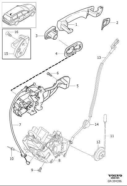 Diagram Lock and handle rear door for your Volvo