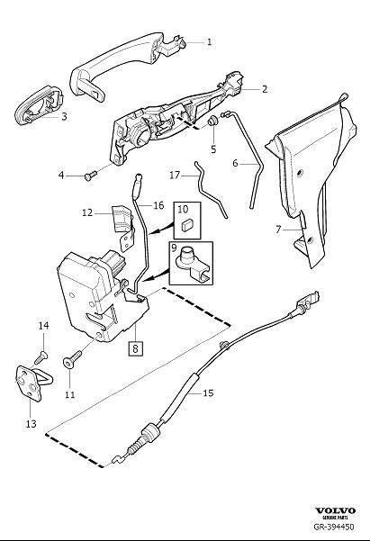 Diagram Lock and handle front door for your 2010 Volvo V70   