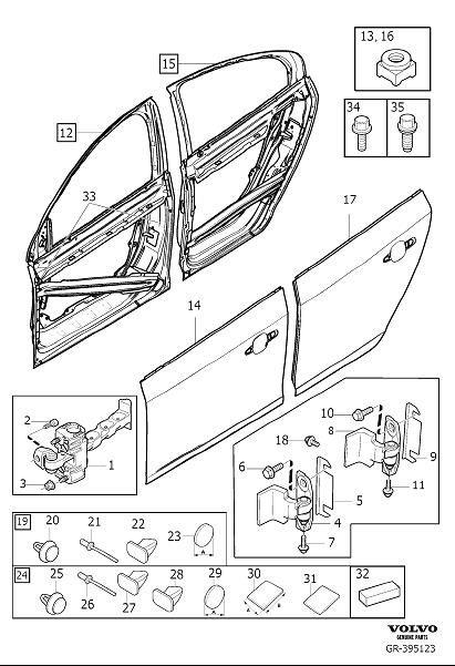 Diagram Side door assembly for your Volvo V60 Cross Country  