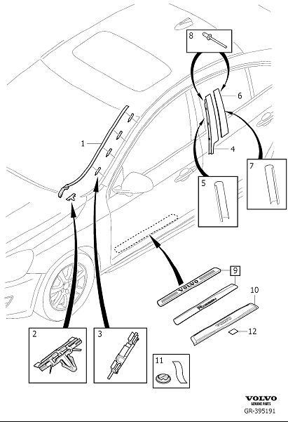 Diagram Trim parts external for your 2011 Volvo S60   