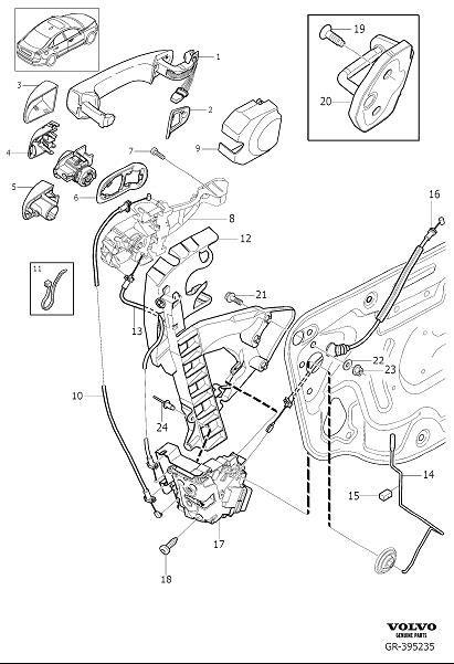 Diagram Lock and handle front door for your Volvo