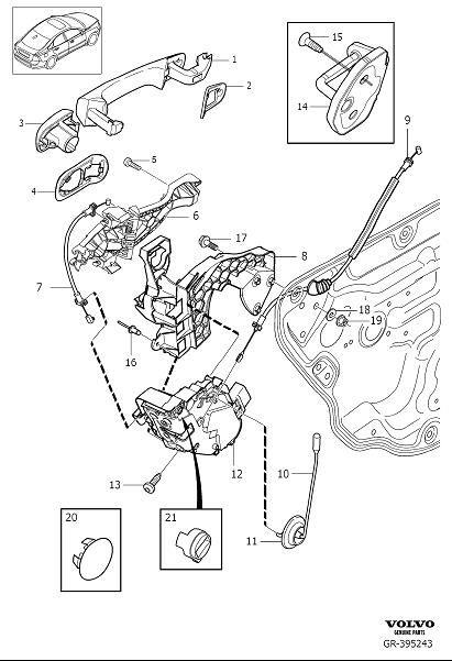 Diagram Lock and handle rear door for your Volvo