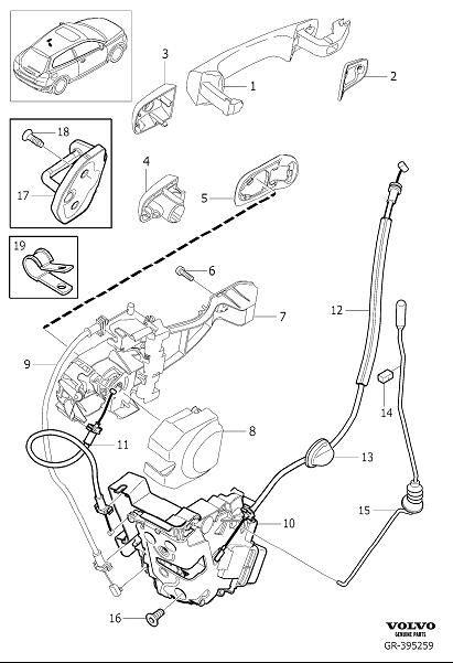 Diagram Lock and handle front door for your Volvo