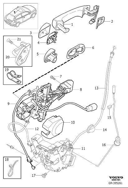 Diagram Lock and handle front door for your 2000 Volvo S40   