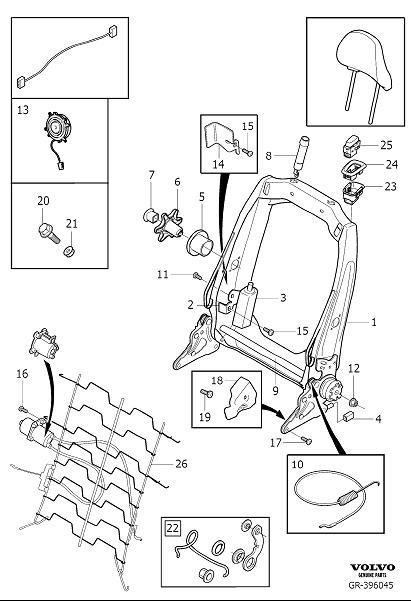 Diagram Backrest, electrically operated for your Volvo V70  