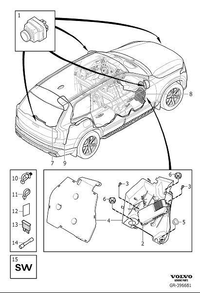 Diagram Parking assistance camera pac360 for your 2000 Volvo V70   