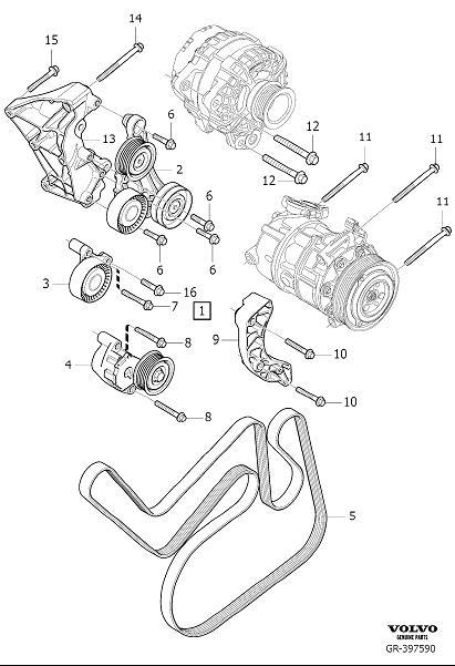 Diagram Auxiliary aggregate suspension, auxiliary belt drive for your 2020 Volvo XC60   
