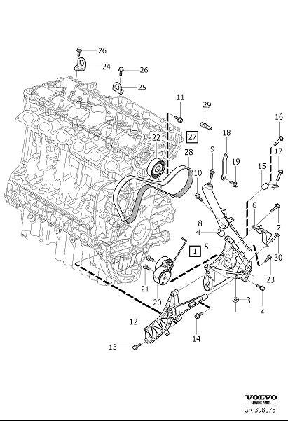 Diagram Auxiliary aggregate suspension, auxiliary belt drive for your 2008 Volvo V70   