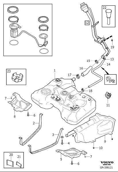Diagram Fuel tank and connecting parts for your 1998 Volvo V90   