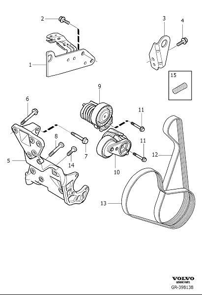 Diagram Auxiliary aggregate suspension, auxiliary belt drive for your 2023 Volvo V60 Cross Country   