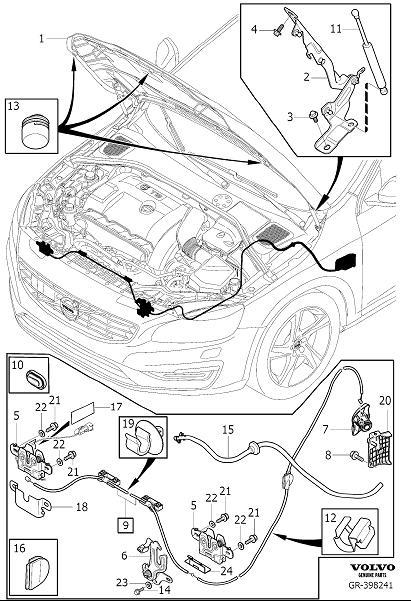 Diagram Engine bonnet with fittings, hood with assy. parts for your 2022 Volvo V60   