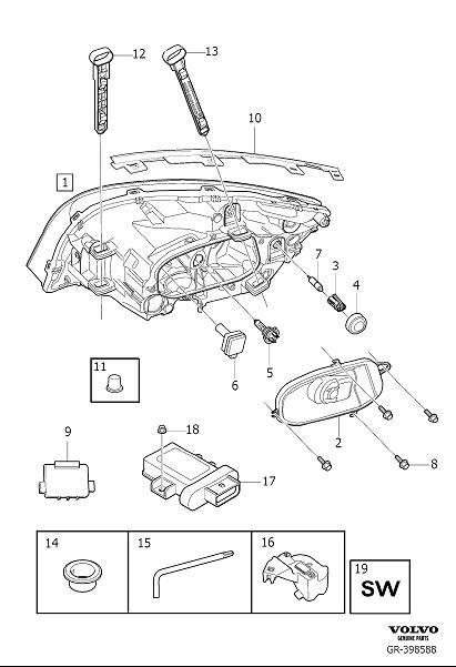 Diagram Headlamps, headlights for your 1998 Volvo V70   