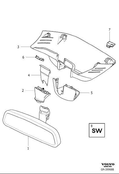 Diagram Internal rearview mirror for your 2021 Volvo XC60   