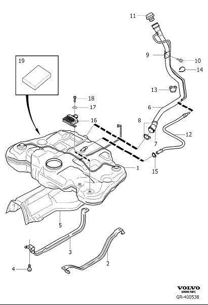 Diagram Fuel tank and connecting parts for your Volvo XC70  