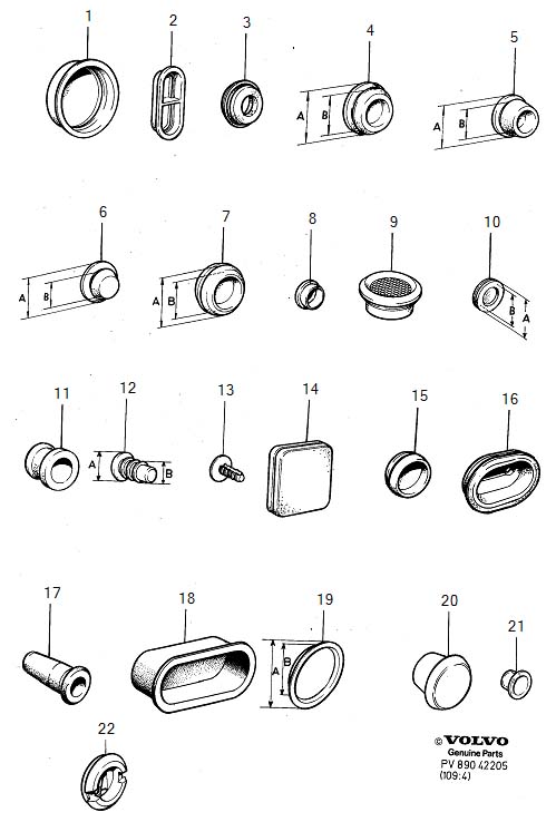 Diagram Sealing plugs for your 1993 Volvo 940  2.3l Fuel Injected Turbo 