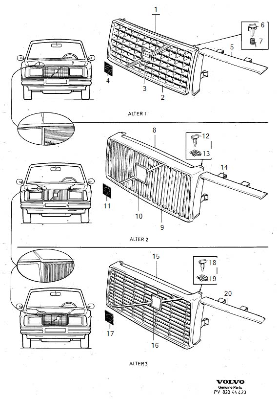 Diagram Radiator grille for your 2004 Volvo V70   