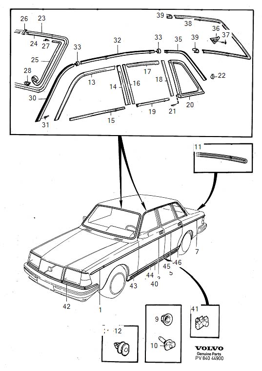 Diagram Trim mouldings for your 1998 Volvo V70   