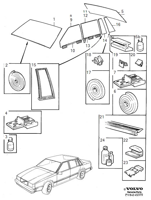 Full size assembly image of Windshield, rear window and door windows, windscreen, rear window and door windows (1/6)