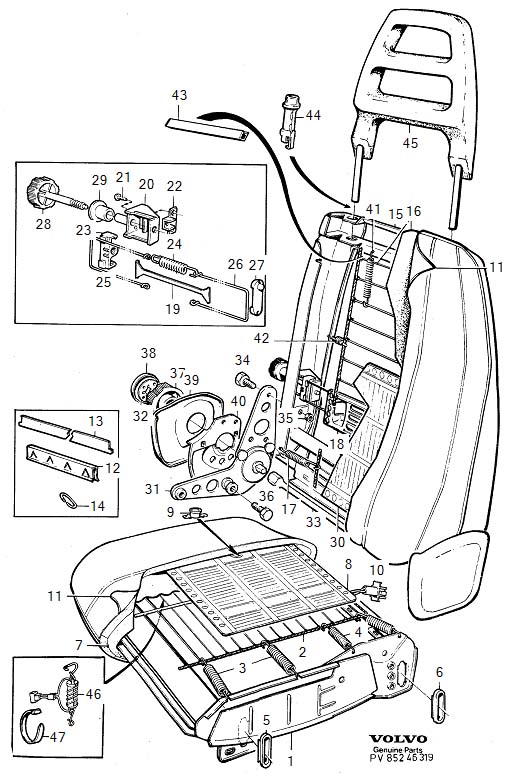 Diagram Front seat, frontseat for your Volvo