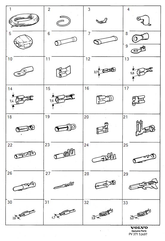 Full size assembly image of Cables, cable terminals and sleeves (1/6)