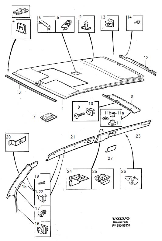 Full size assembly image of Interior parts, roof section (1/6)