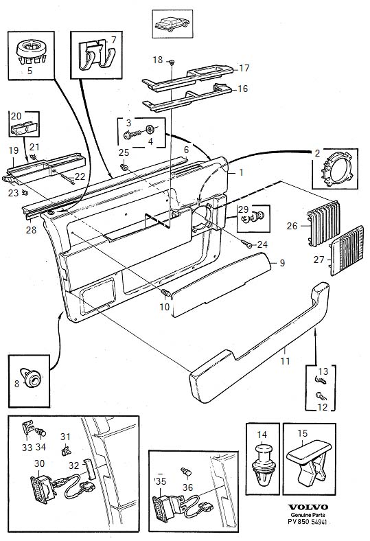 Full size assembly image of Parts for front door panel (1/6)