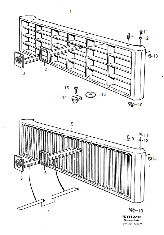 Full size assembly image of Radiator grille (1/6)
