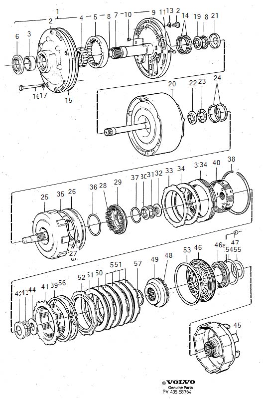 Full size assembly image of Automatic transmission, pump housing, front planetary gear and clutch body, Automatic gearbox, pump housing, front planetary gear and clutch body (1/6)