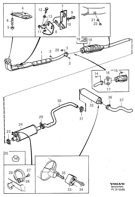 Diagram Exhaust system for your 1998 Volvo V70   