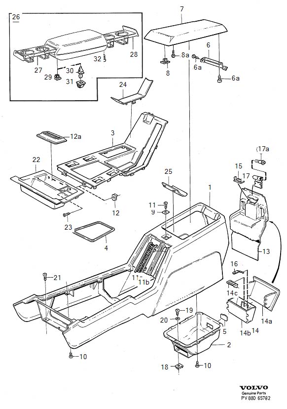 Diagram Center console, tunnel console for your 1993 Volvo 940  2.3l Fuel Injected Turbo 