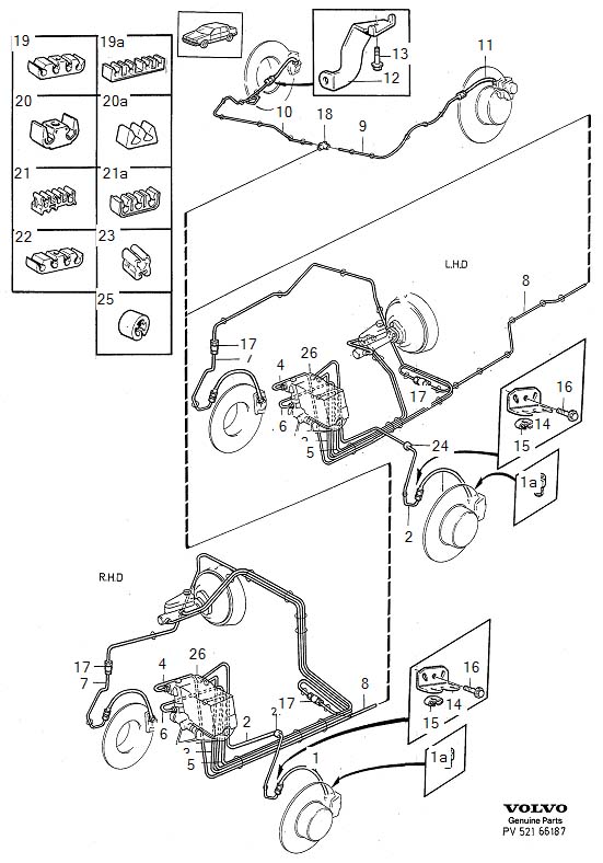 Diagram Brake pipes, brake lines for your Volvo