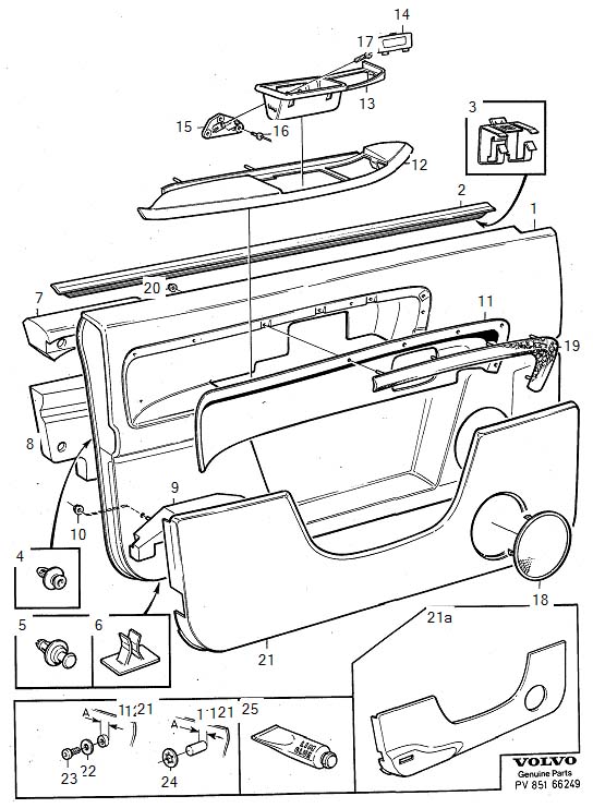 Diagram Parts for front door panel for your Volvo S60 Cross Country  