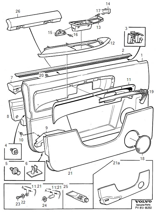 Diagram Parts for front door panel for your Volvo S60 Cross Country  