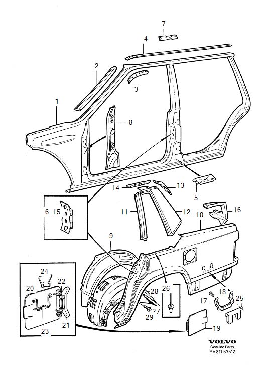 Diagram Body frame, body side for your Volvo S60 Cross Country  