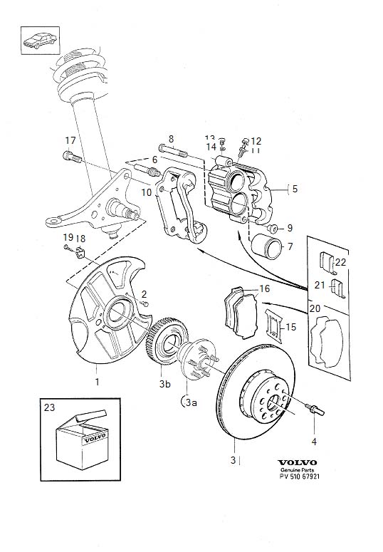 Full size assembly image of Front wheel brake, ventilated disc (1/6)