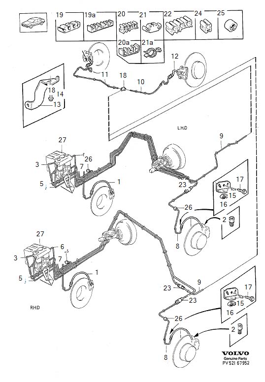 Diagram Brake lines, brake pipes for your Volvo