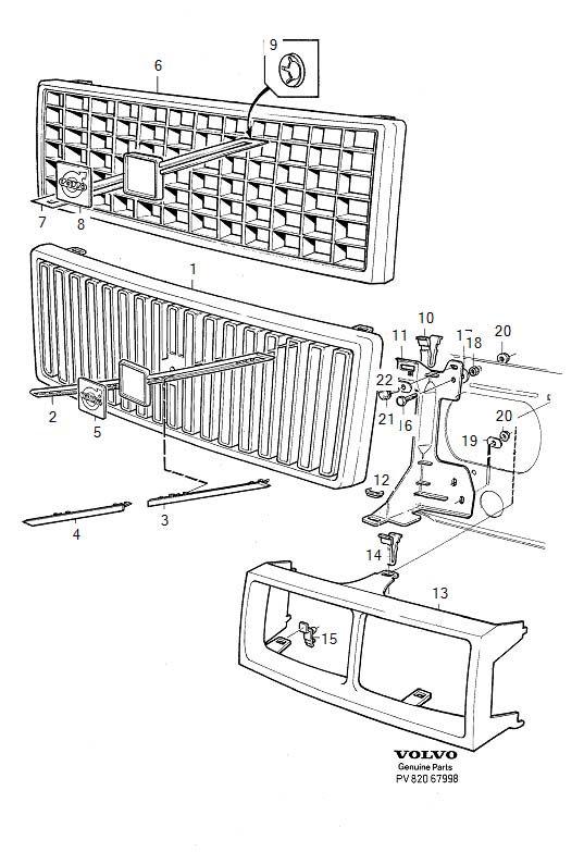 Full size assembly image of Radiator grille (1/6)