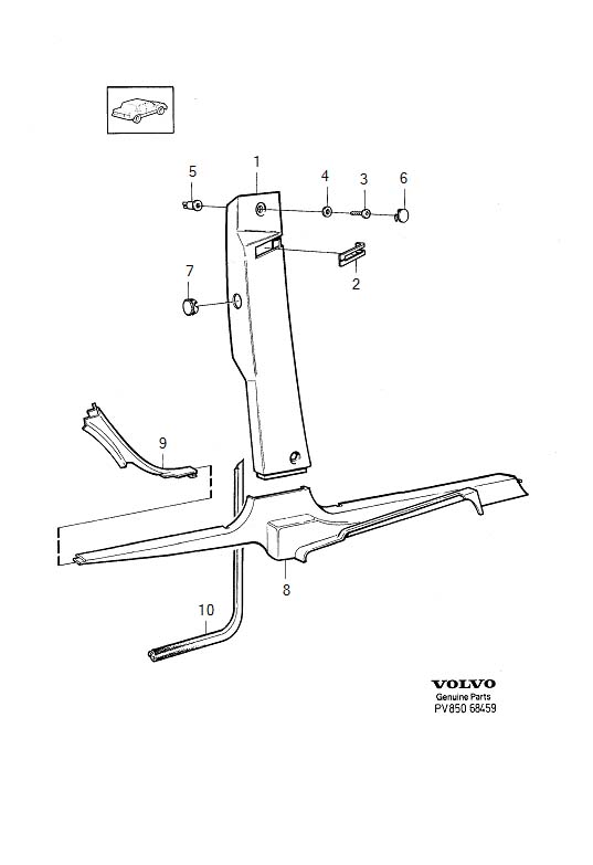 Diagram Interior components, floor section., interior parts, floor section. for your 2023 Volvo V60 Cross Country   