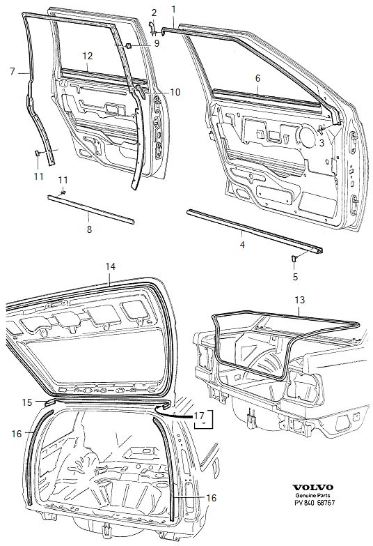 Diagram Sealing strips for your 2024 Volvo S60   