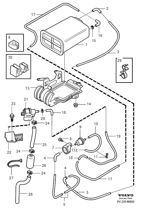 Diagram Carbon filter with fittings for your 1999 Volvo V70   