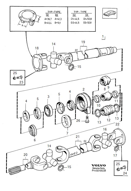 Diagram Propeller shaft for your Volvo S60 Cross Country  